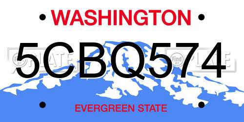 5CBQ574 Washington License Plate