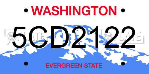 5CD2122 Washington License Plate