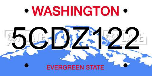 5CDZ122 Washington License Plate