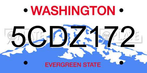 5CDZ172 Washington License Plate