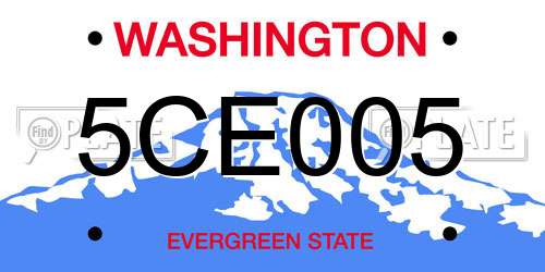5CE005 Washington License Plate