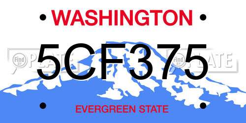 5CF375 Washington License Plate