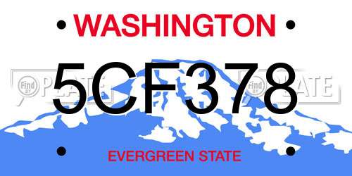 5CF378 Washington License Plate