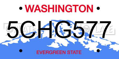 5CHG577 Washington License Plate