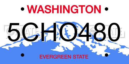 5CHO480 Washington License Plate