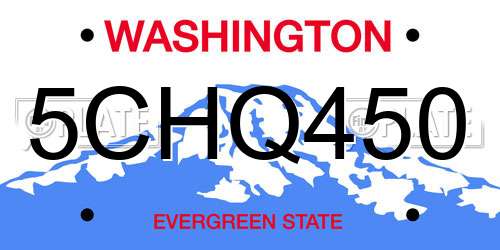 5CHQ450 Washington License Plate