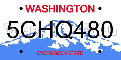 5CHQ480 Washington License Plate