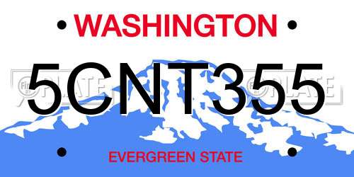 5CNT355 Washington License Plate