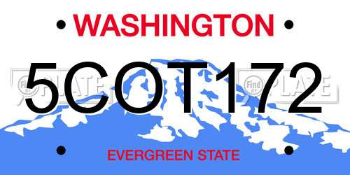 5COT172 Washington License Plate