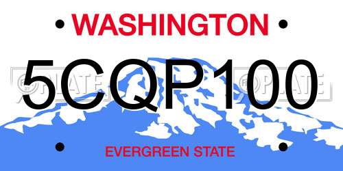 5CQP100 Washington License Plate