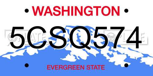 5CSQ574 Washington License Plate