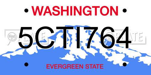 5CTI764 Washington License Plate