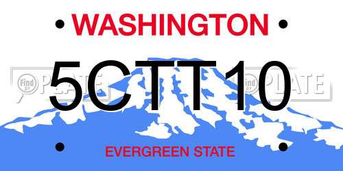 5CTT10 Washington License Plate