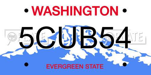 5CUB54 Washington License Plate