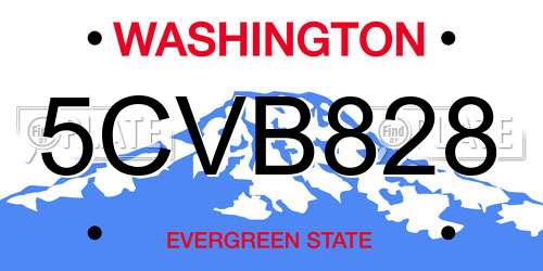 5CVB828 Washington License Plate