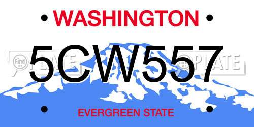 5CW557 Washington License Plate