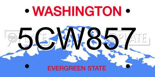 5CW857 Washington License Plate