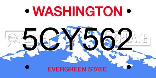 5CY562 Washington License Plate