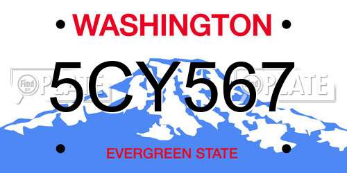 5CY567 Washington License Plate