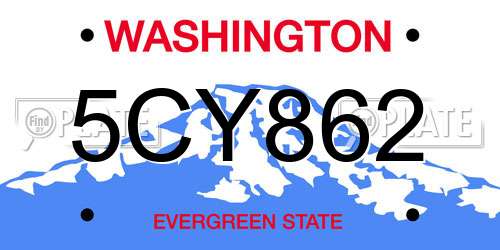 5CY862 Washington License Plate