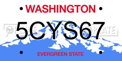 5CYS67 Washington License Plate
