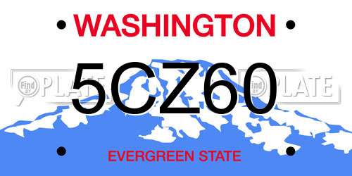 5CZ60 Washington License Plate