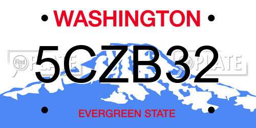 5CZB32 Washington License Plate