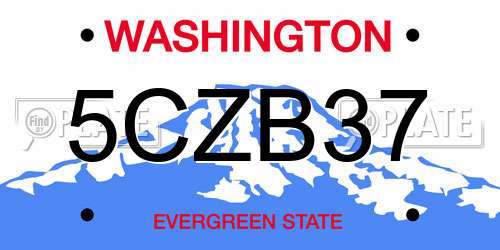 5CZB37 Washington License Plate