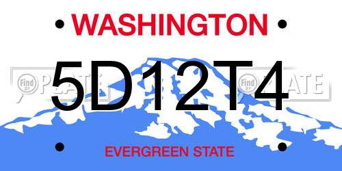 5D12T4 Washington License Plate