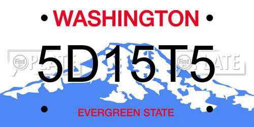 5D15T5 Washington License Plate