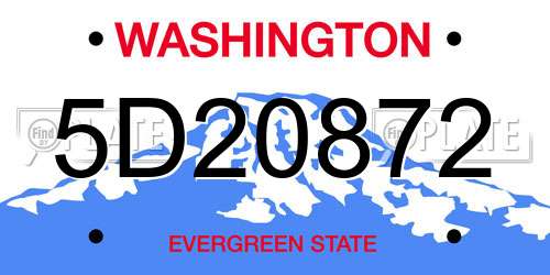 5D20872 Washington License Plate
