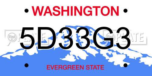 5D33G3 Washington License Plate
