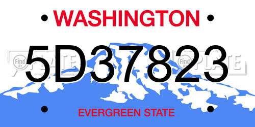 5D37823 Washington License Plate