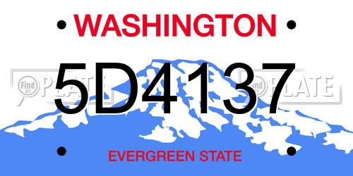 5D4137 Washington License Plate