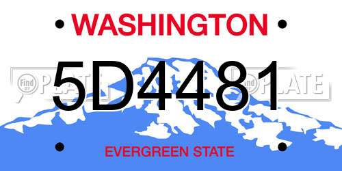 5D4481 Washington License Plate