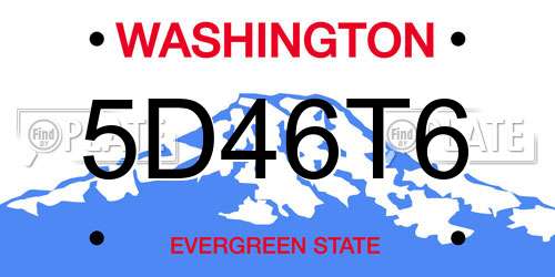 5D46T6 Washington License Plate