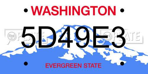 5D49E3 Washington License Plate
