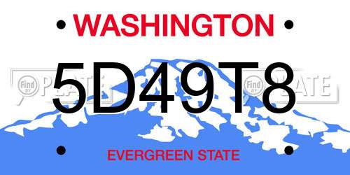 5D49T8 Washington License Plate
