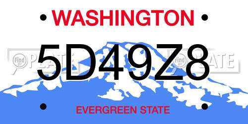 5D49Z8 Washington License Plate