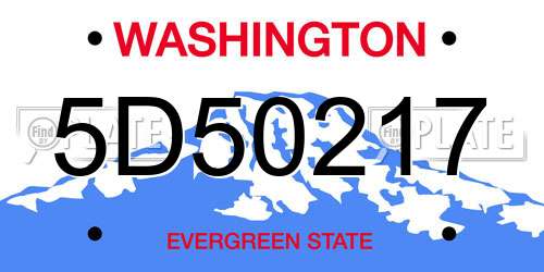 5D50217 Washington License Plate