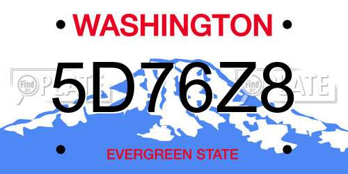 5D76Z8 Washington License Plate