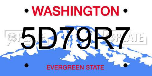 5D79R7 Washington License Plate