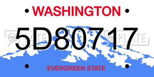5D80717 Washington License Plate