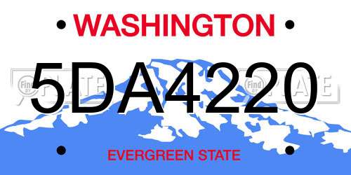 5DA4220 Washington License Plate