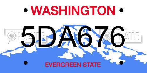 5DA676 Washington License Plate
