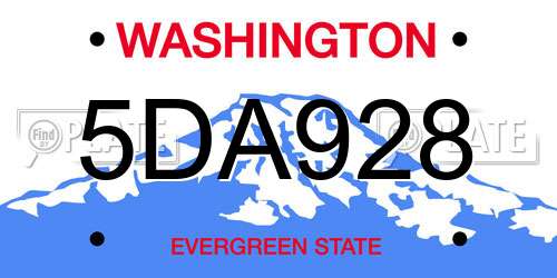 5DA928 Washington License Plate