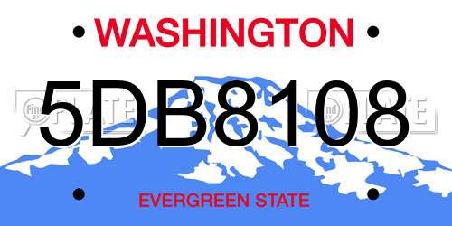 5DB8108 Washington License Plate