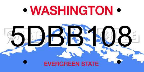 5DBB108 Washington License Plate