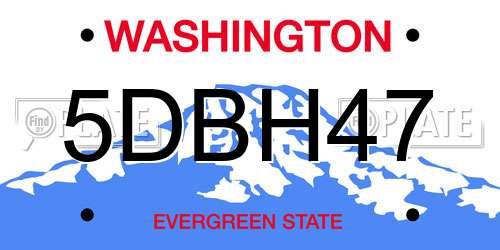 5DBH47 Washington License Plate