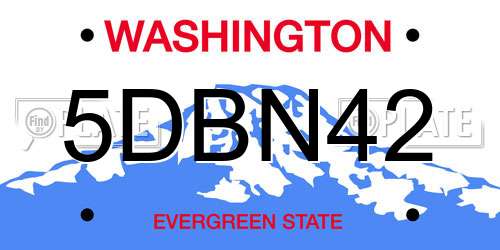 5DBN42 Washington License Plate